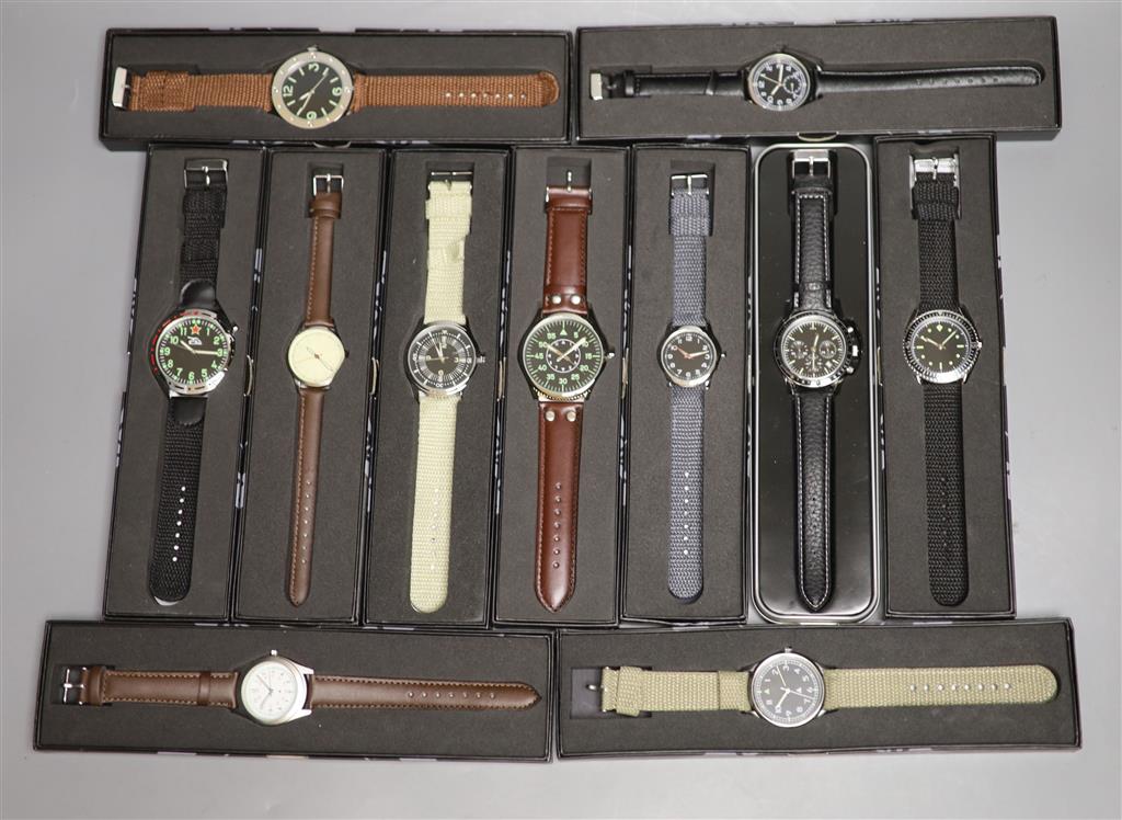 Eleven Military and other modern collectors watches by Eaglemoss,